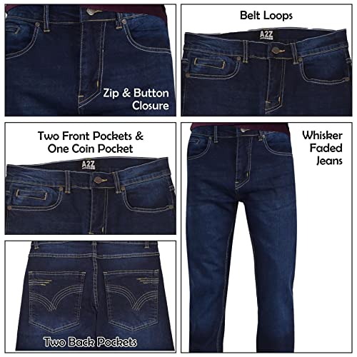 A2Z Mens Denim Jeans Relaxed Straight Fit Boot Cut Jeans Comfort Stretch Gents Loose Fit Lightweight Trousers Pants4