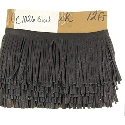 HHH Designs Black Leather Fringe | Leather Fringes are Designed for A Customizable Fit | Fringe Embellishment for Purses, Jackets or Other Accessories | Leather Fringe Outfits for Women (Sold by ft) Cover