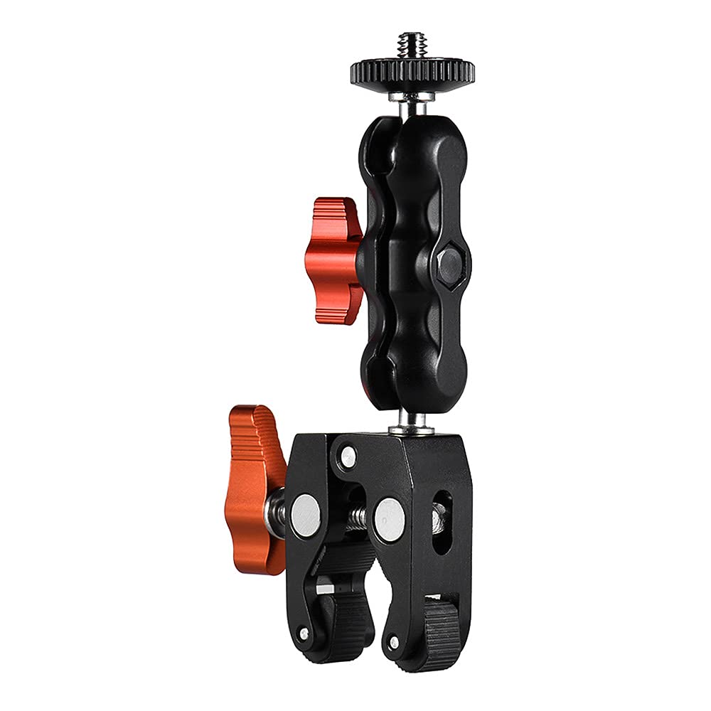 Andoer Super Clamp, Multifunctional Clamp Ball Mount Clamp Joint Friction Arm with 1/4 Inch Screw for GPS Monitor LED Video Light Flash Microphone, Orange