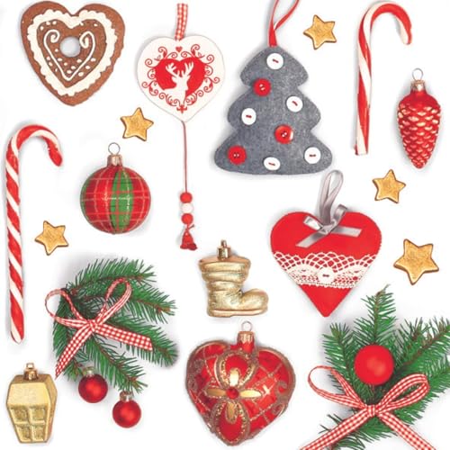 (20) Christmas Decoupage Paper Napkins Vintage Design Tree Ornaments Pack of 20