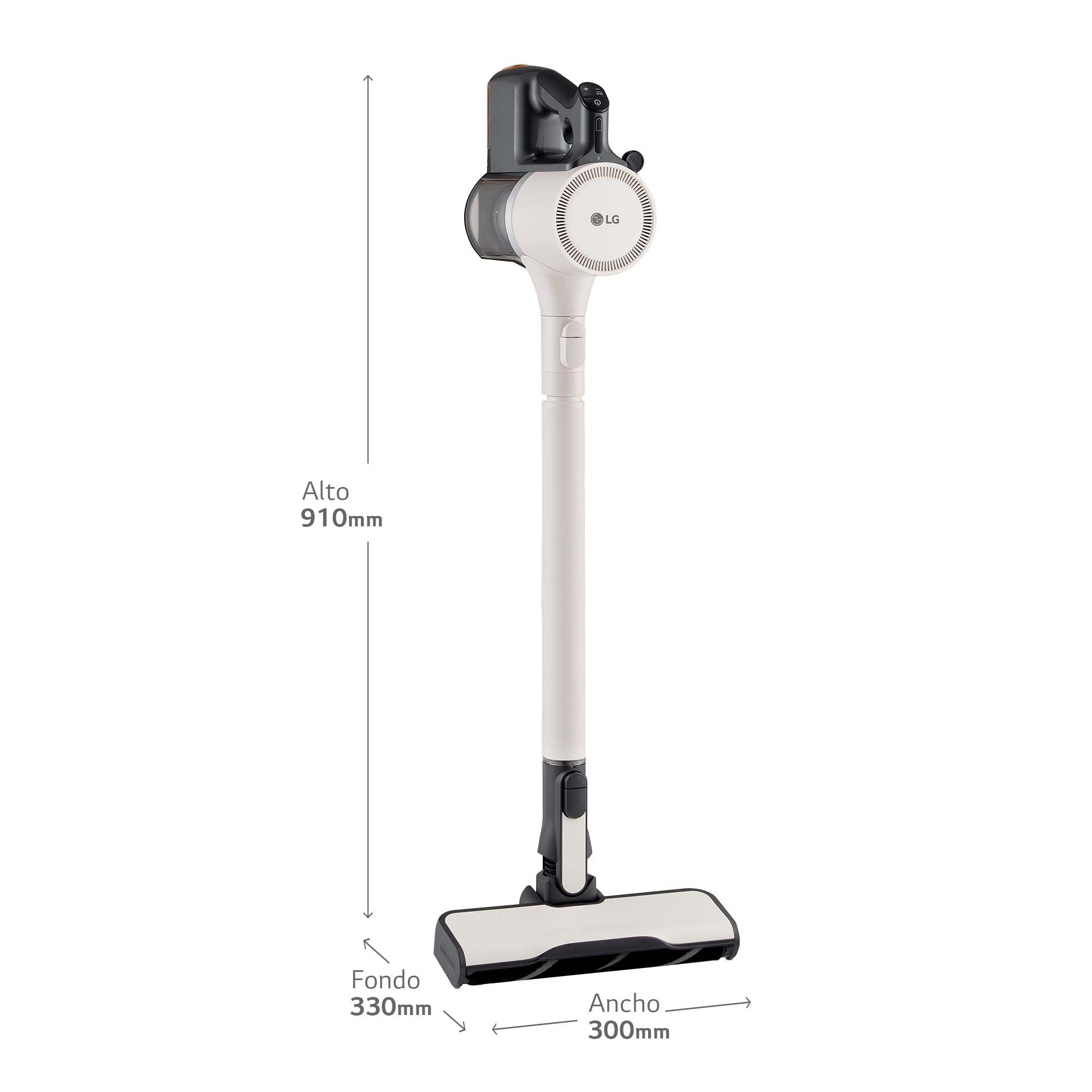 LG A9K-LITE1C - Aspirador Escoba, Kompressor 220W succión, con Sistema de compresión de Polvo, Cepillo con luz LED, Beige
