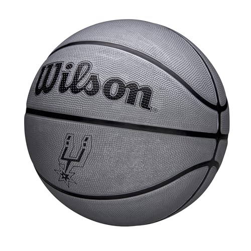 Wilson NBA Team Tribute Solid Basketball, Mit Pro-Nähten, Luftstabilität und Performance-Außenhülle, Für das Spiel im Freien, Material für alle Oberflächen, Team: Los Angeles Lakers, Gelb, Größe 5