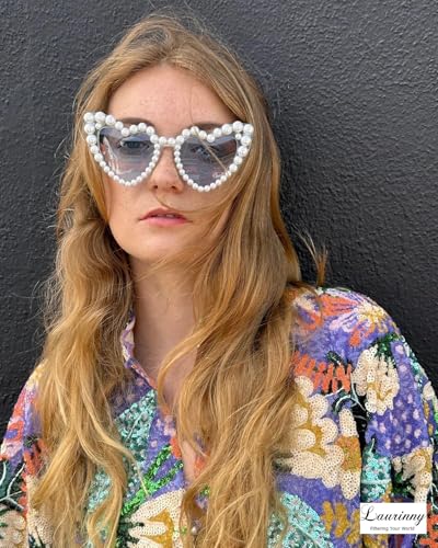 Heart Sunglasses for Women Trendy Pearl Sunglasses Cat Eye Heart Shaped Sunglasses for Party Travel4