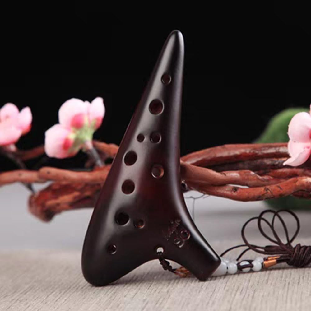 Ocarina Alto Do 12 trous avec manuel et sac de protection, parfait pour les débutants et les performances professionnelles (café fumé)