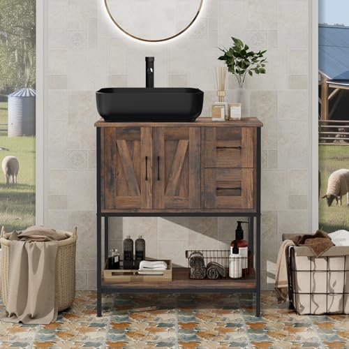 YOURLITE Bathroom Vanity, 30" Rustic Brown Bathroom Vanity with Sink