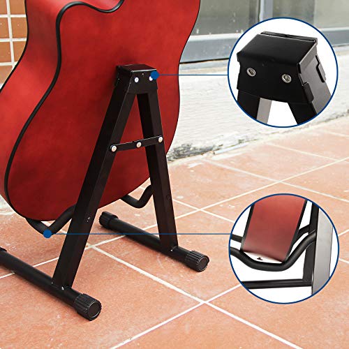 2 Pcs Guitar Stand Folding Universal A-Frame Stand for All Guitars Acoustic Classic Electric Bass Travel Guitar Stand, Black - Thumbnail 7