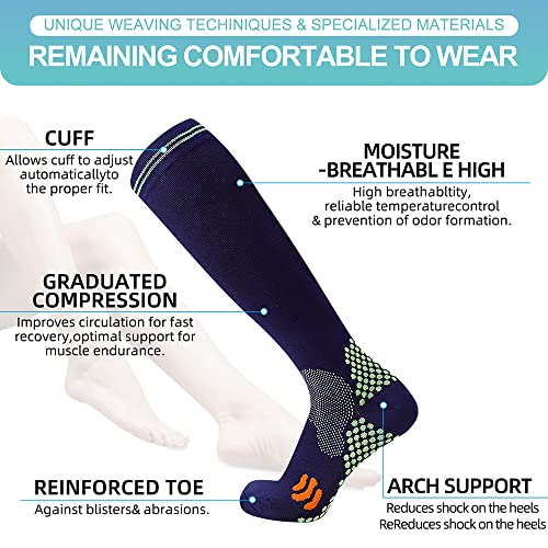 Compressiesokken (2 Paar) voor Heren en Dames 20-30 mmHg Compressiekousen Circulatie voor Fietsen Running Support Socks (XXL, Sky Blue) - Afbeelding 5