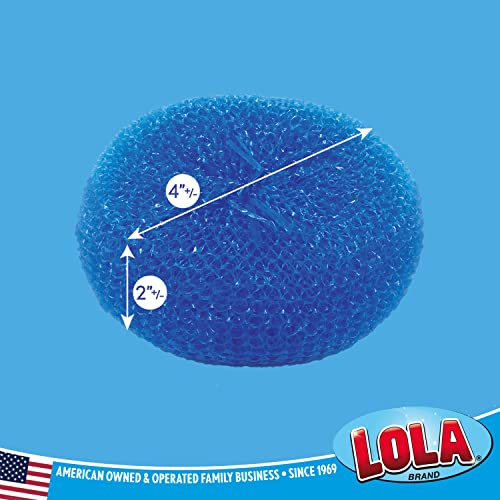 Image of LOLA Jumbo 4 inch Plastic Mesh Scouring Pads, 6 Pack, Non-Scratch, Great for Pots, Dishwashing, Sinks, Appliances, Assorted Colors