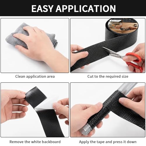 Image of Rubber Grip Tape, 1IN x 10FT Strong Adhesive Anti Slip Tape, Waterproof Heat Resistant Textured Surface for Enhanced Grip on Tools, Handlebars, Fitness Equipment & Slippery Handles (Black)