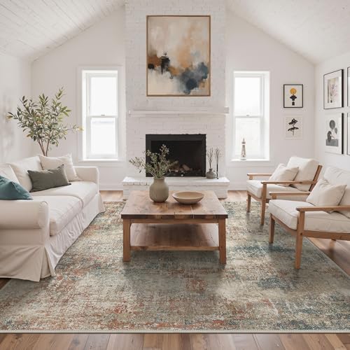 Image of BEIMO Area Rugs 9x12 for Living Room Bedroom, Modern Abstract Machine Washable Rug, Large Soft Low Pile Floor Carpet with Non Slip Backing for Dining Room, Multi