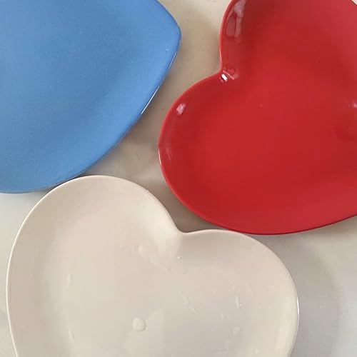 Miniatura 4 de Plato de cena de cerámica, plato de postre en forma de corazón, plato de ensalada, plato de fruta, 9 pulgadas