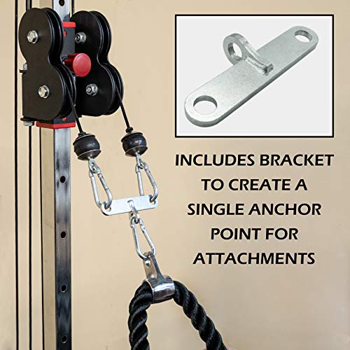 Valor Fitness BD-62 Wall Mount Cable Station with Adjustable Dual Pulley System and Strap Handles for Functional Home Gym