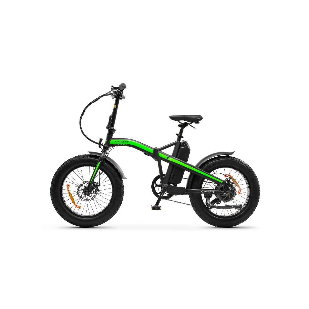 Argento, Mini Mad, E-Vélo, Moteur 250W, Batterie 375WH, 20 Pouces, Noir/Vert