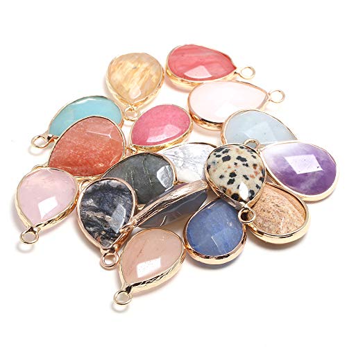 8 Pcs Gemstone Quartz Pendant，Natural Water Drop Shape Quartz Necklace Pendant For Diy Jewelry Making Necklace Bracelet #TOP1