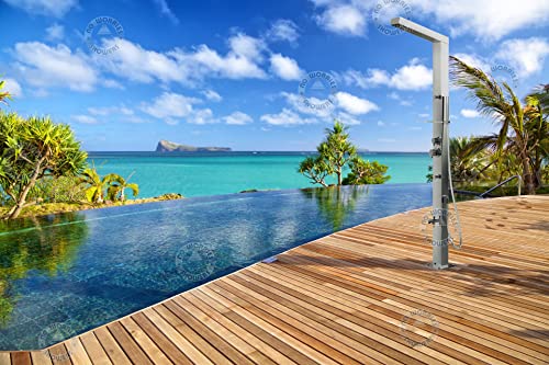 RENO 316 Marine Grade Brushed Stainless Steel Massage Outdoor Shower Panel Swimming Pool Backyard Bathroom Hot & Cold Rainfall Hand Held Wall Mounted or Free Standing Outside Shower miniatura 6