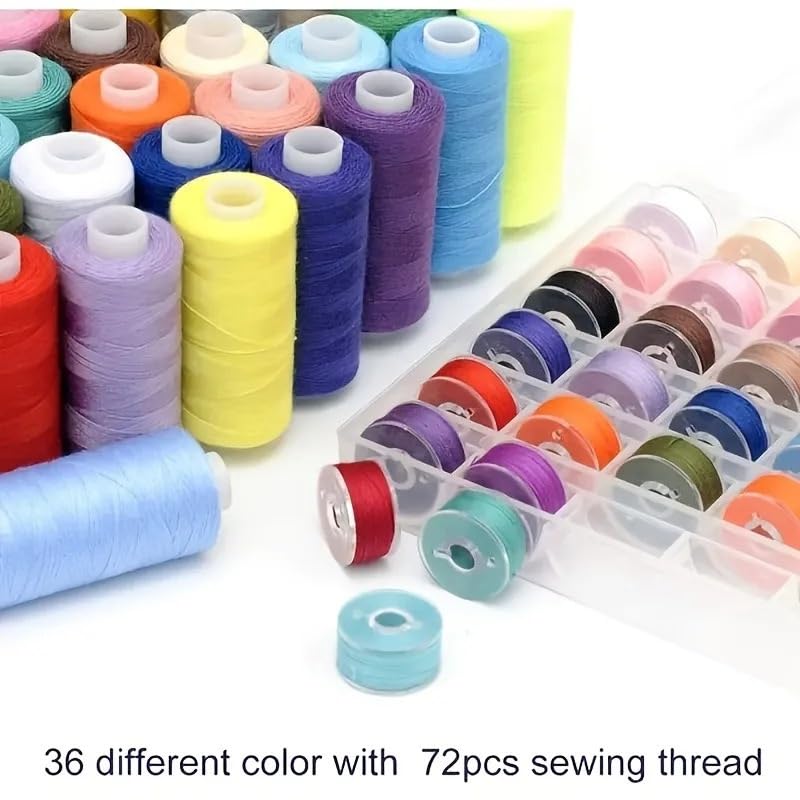 Juego De Hilos Coser, Kit Combinado Máquina Bobinas Preenrolladas Poliéster 36 Colores for Manualidades Y Acolchar, 1