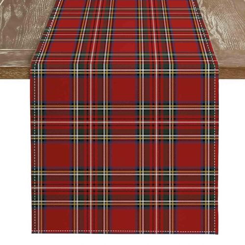 Kiatuniya Tischläufer Weihnachten Rot Grün Weihnachtstischläufer...