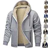Photo Gallery gagfda felpa da uomo foderata in pile sherpa con cerniera intera, giacca invernale da uomo per attività all aperto, spessa e calda, con coulisse e tasche con cerniera, grigio, xl Photo Gallery gagfda felpa da uomo foderata in pile sherpa con cerniera intera, giacca invernale da uomo per attività all aperto, spessa e calda, con coulisse e tasche con cerniera, grigio, xl