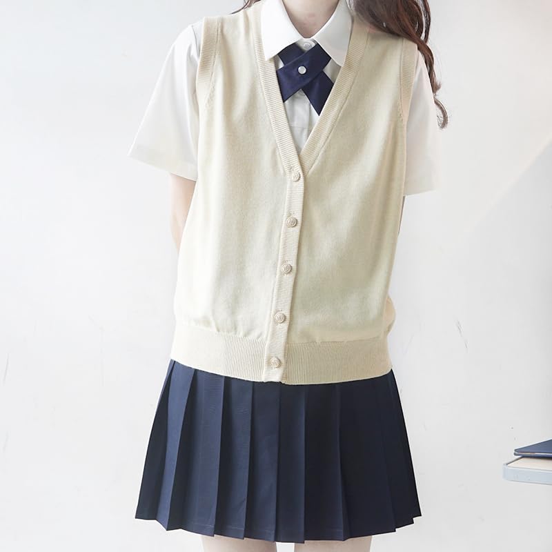 Cute Preppy Aesthetic Knit Sweater Vest for Teen Girls Sleeveless V Neck JK Uniform Pullover Knitwear Kawaii Tank Top2