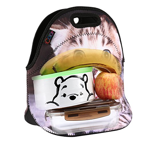 Icolor Neoprene Lunch Bag Cat, Insulated Lunchbo Thermal Lunch Tote Bag Water Resistant Lunch Box & Food Container Great For Travel, Outdoors,Work & More Food Storage Cooler #TOP5