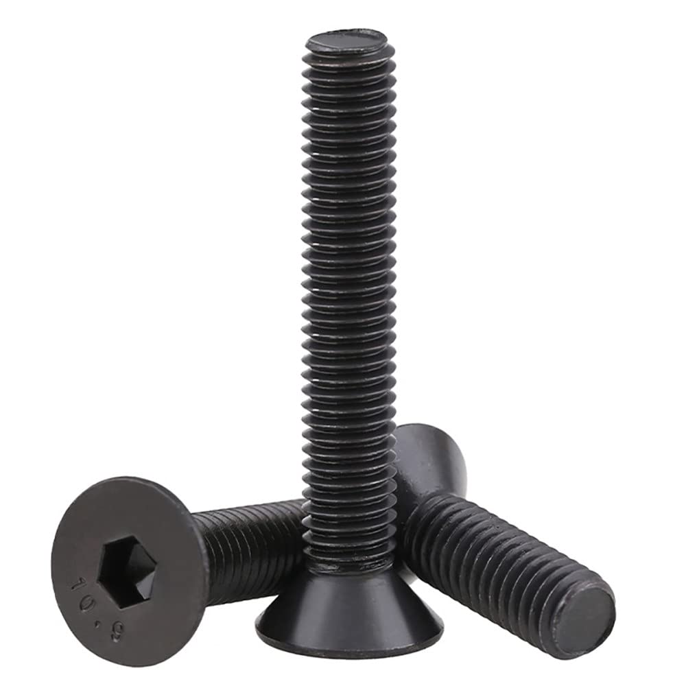 OTANA 30/50/100pcs Grade 10.9 High Tensile Countersunk Bolts Allen Socket Screws M1.6 M2 M2.5 M3 Black Zinc Plated Steel,30pcs M2.5 x 25mm