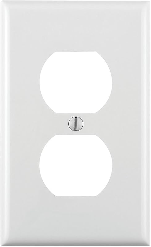 Leviton 1-Gang Duplex Device Receptacle Wallplate, Standard Size, Thermoplastic Nylon, Device Mount, 1 Pack, 80703-W, White