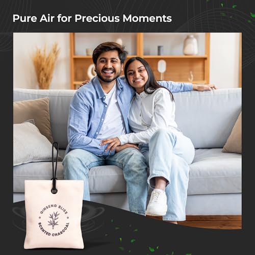 Image of Haka Ginseng Bliss Scented Air Freshener Pouch | Scented Charcoal Kapoor for Car Fragrance | Charcoal Aroma Air Freshener & Camphor Purifier for Bedroom, Car, Office & Wardrobe Freshener for Clothes