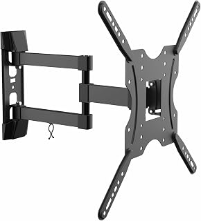 Soporte Giratorio e inclinable para TV de 30kg, 3 pivotes, para Pantallas de 32 a 55 Pulgadas, Color Negro, Ideal para Montaje en Pared.