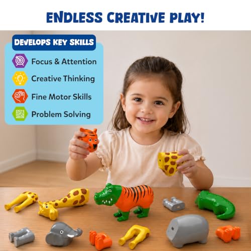 Image of Skillmatics Snap N' Swap - Magnetic Animal Toy for Toddlers | Magnetic Mix & Match Pieces, Tiger, Elephant, Giraffe & Crocodile, Creative & Imaginative Play, Screen for Ages 2, 3, 4, 5