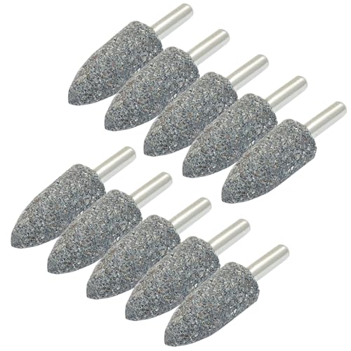 Unlorspy 10Pcs 20mm Bullet Shape Aluminum Oxide Grinding Stones with 1/4