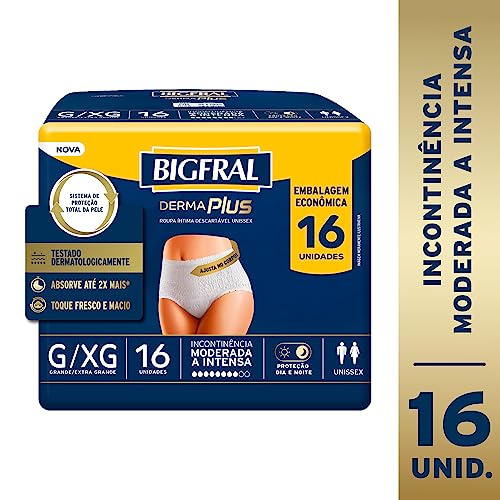Roupa Íntima Bigfral Derma Plus G/XG 16 Unidades