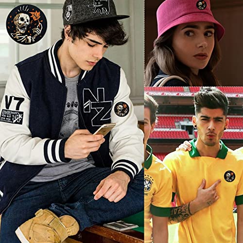 Wikineon Iron On Patch, Skull Carry Red Leaf Applique Patch - Punk Rock Embroidered Badge Iron On/Sew On Diy Clothing Accessories, Perfect For Backpack Jackets Clothes Hats Jeans T-Shirt #TOP1