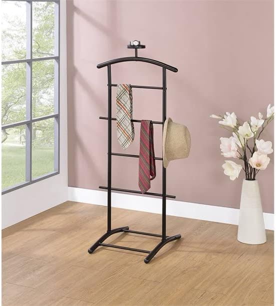 エグゼクティブスーツスタンド バレットラック ハンガー 衣類オーガナイザー メンズ コート バトラースタイル クローム/タブコ モダン ウッド&メタル