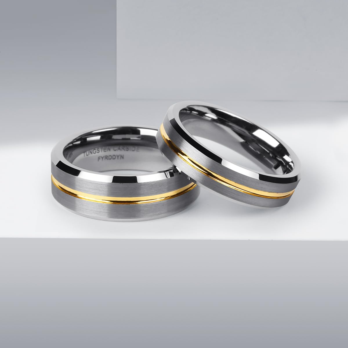 6mm/8mm Tungsten Carbide Wedding Band for Men Women Two Tone/Grooved Center Design Rings Comfort Fit Size 5-14.5