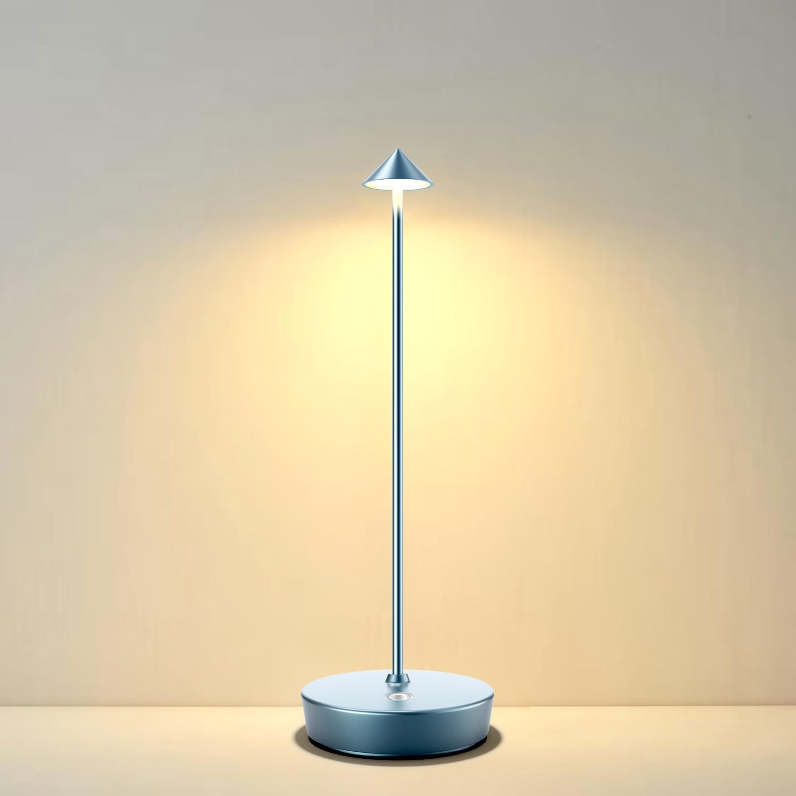 Tpczqj Rechargeable Cordless Table Lamp, 6000mAh LED Battery Operated Desk Lamp Touch 3 Color Stepless Dimming Portable Outdoor Waterproof Table Light for Patio/Restaurant/Dining/Home (One-Blue)