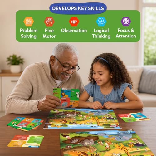 Image of Skillmatics Puzzle & Learn - Wild Animals, 25-Piece Jigsaw Puzzle | 6 Learning Boards, Educational Screen-Free Activity for Preschoolers & Toddlers, Gift for Boys & Girls Ages 3, 4, 5, 6, 7