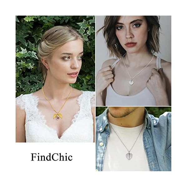 FindChic Personalized Heart Photo Angel Wings Locket Necklace Sterling Silver/Stainless Steel/18K Gold Plated Dainty Custom Full Color Picture Pendant Memorial Jewelry Gift for Girls Family + Gift Box - Image 3