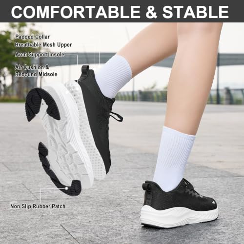 Image of Women's Slip On Walking Shoes Wide Cushion Running Tennis Shoes with Arch Support Insole, Non Slip Sole for Nursing Workout Gym Athletic Fashion Sneakers 6-12