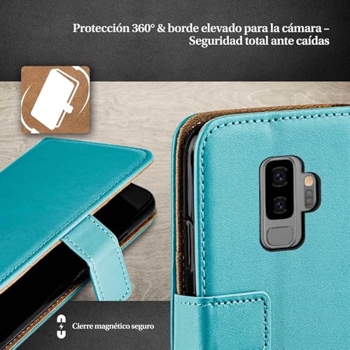 Funda de cuero vegano para Samsung Galaxy S9 Plus moex con acabado aqua-cyan de alta resistencia 3