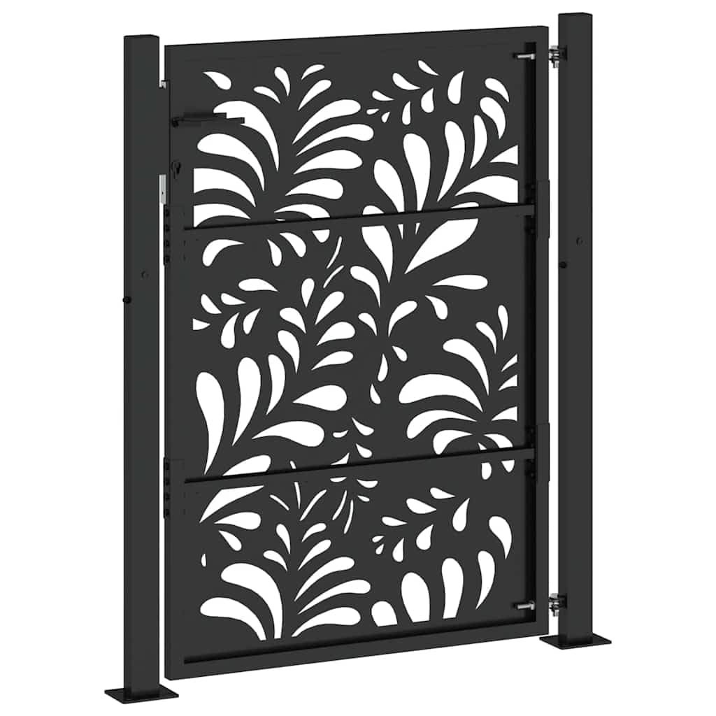 vidaXL Puerta de jardín diseño Ondulado de Acero Negro 100x125 cm, Puerta de Cerca, Puerta Exterior, Puerta de Metal, Puerta de Seguridad