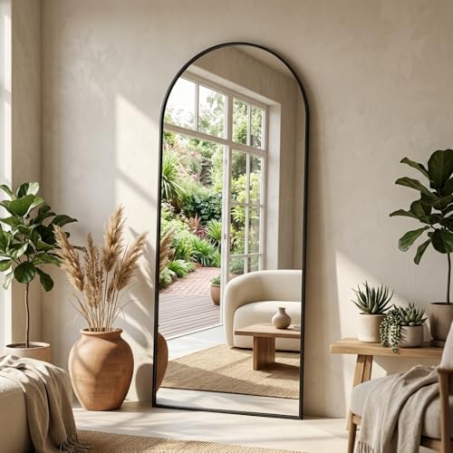 Image of 70 inchx27 inch Floor Mirror Full Length, Arched Full Length Mirror with Stand, Large Full Body Mirrors for Bedroom Living Room or Cloakroom Black