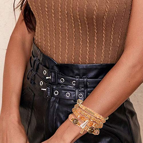 Hahagirl 6 Sets Bohemian Stackable Bead Bracelets For Women Girls Stretch Multilayered Bracelet Set Multicolor Tassel Strand Bracelets Stretch Jewelry #TOP5