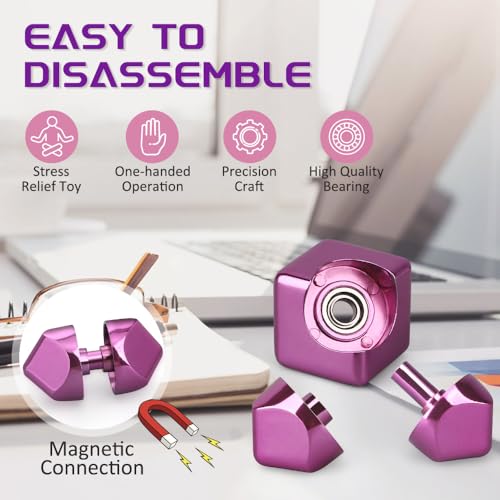 Image of Dilabnba Fidget Spinner Cube Toys for Kids Adults, Metal EDC Sensory Focus 2 in 1 Toy, Mini Gadget Finger Toy Stress Relief Easter Stuff Desktop for Boy Girl Woman (Pink)