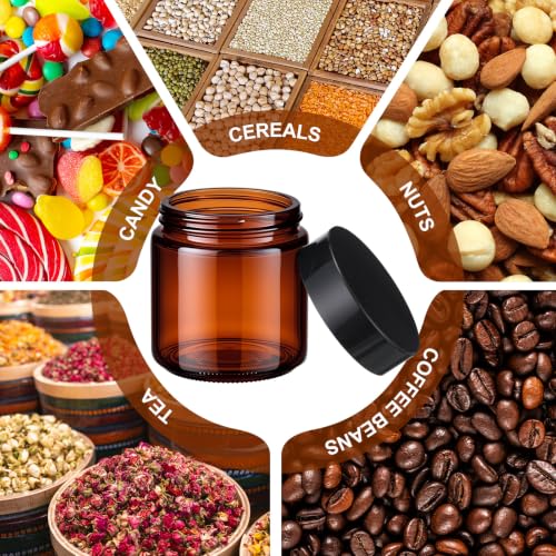 Image of Norme 12 Pcs 2.7 oz Glass Jars with Lids Cosmetic Jars, Black, Amber