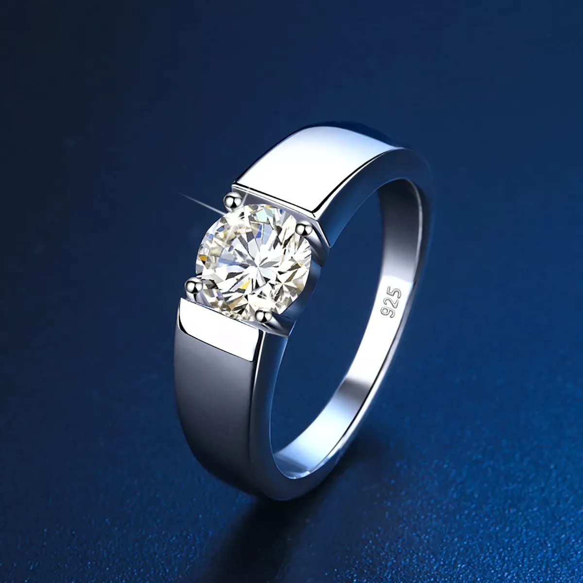 Herren Ehering Moissanite Ringe 0,5 Karat 925 Sterling Silber Ring Antiallergischer Liebhaberschmuck