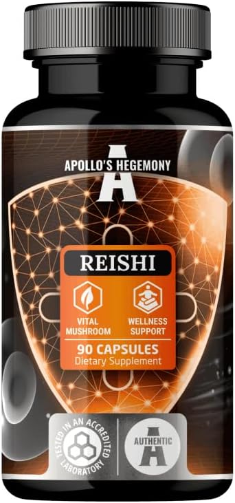Miniatura 1 de APOLLO'S HEGEMONY Reishi Mushroom Extract 30% Polysaccharides - 300mg Vital Mushroom per Capsule - 90 Vegan Capsules - 3 Months Supply - High