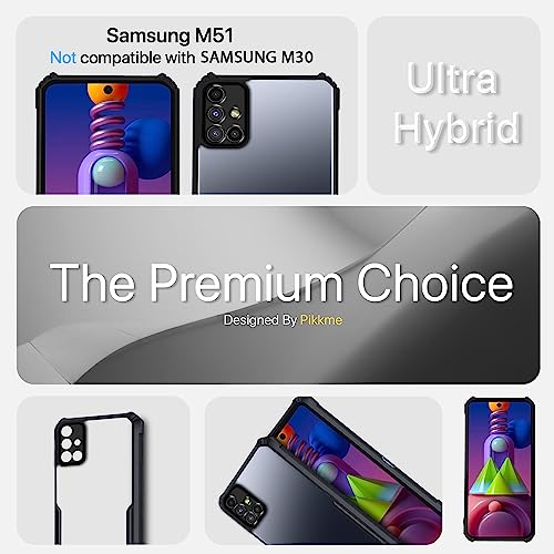 Image of Outlouders Back Cover for Samsung Galaxy M51| Ultra Hybrid Transparent | Full Camera Protection | Raised Edge | Crystal Clear Bumper Case(Black)