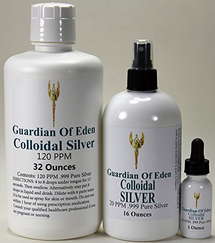 GOE 32 Fl Oz 120ppm Colloidal Silver & 16 Fl Oz 20ppm Colloidal Silver Spray Bottle + Free 1 Oz 120ppm Colloidal Silver Filled Dropper Bottle! Lab Tested.