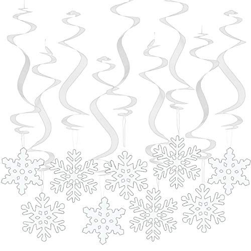 Sneeuwvlokken Decoratie om op te hangen, 30 stuks Sneeuwvlokdecoratie Plafondhanger Spiraalvormige Decoratieslingers voor Thuis-Kerst, Kerstmisdecoratie