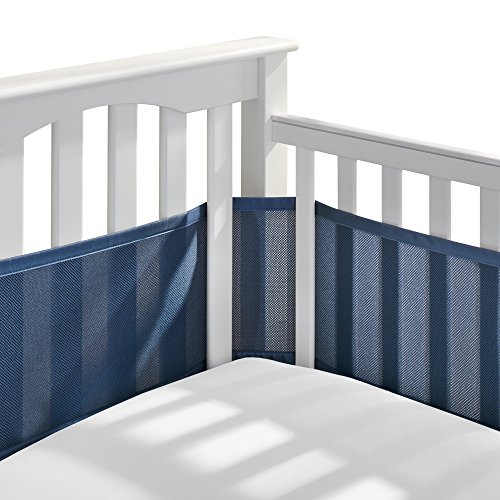 Image of BreathableBaby Breathable Mesh Liner for Full-Size Cribs, Classic 3mm Mesh, Navy (Size 4FS Covers 3 or 4 Sides)